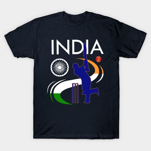 India Cricket With Indian Flag Brush Stroke World T Shirt